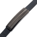 Black Leather with Black IP Streamline ID Bracelet